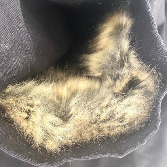 French Connection FC Jeans Faux-Fur Hood Quilted Parka Coat Black/Charcoal, US 6 - Picture 10 of 11